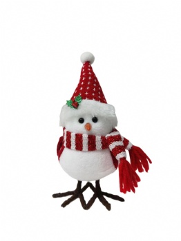standing christmas white bird figure with red hat and scarf  11*17*27cm, 24*14*43CM