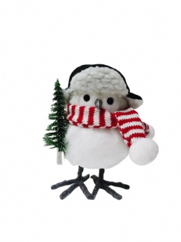 christmas white bird figure with red scarf and hat, hand with chritmas tree 11*17*27cm, 24*14*43CM
