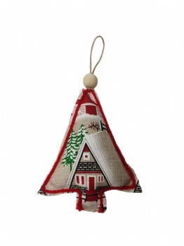 fabric christmas suspension christmas tree hanging decorations garlands--with christmas scene printed triangle shape suspension 14cm