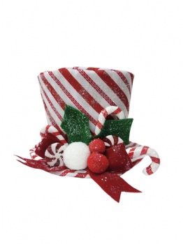 christmas red hat with lollipop and candy and bowknot decoration